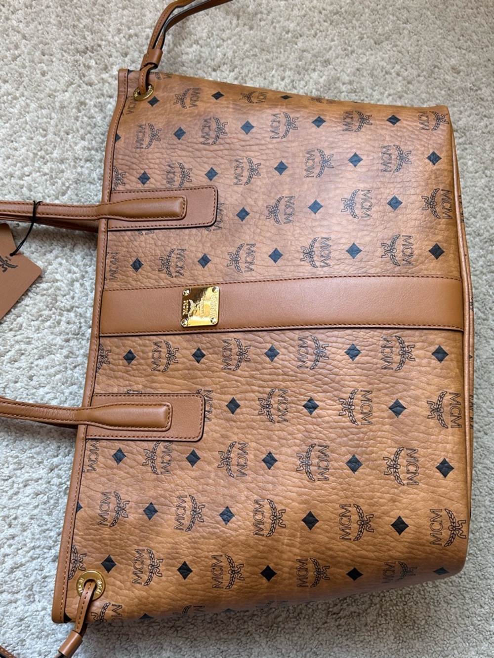 NWT MCM Reversible Liz Shopper Tote in Visetos Cognac Sz Large - Picture 4 of 16